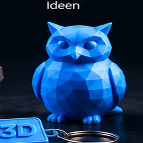 Blaue 3D-gedruckte Deko-Eule